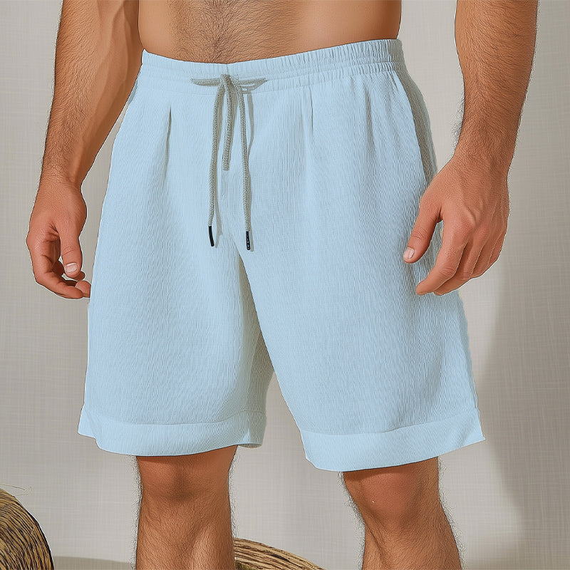 Men'S Summer Basic Solid Color Elastic Lace-Up Shorts MTA1202E2U
