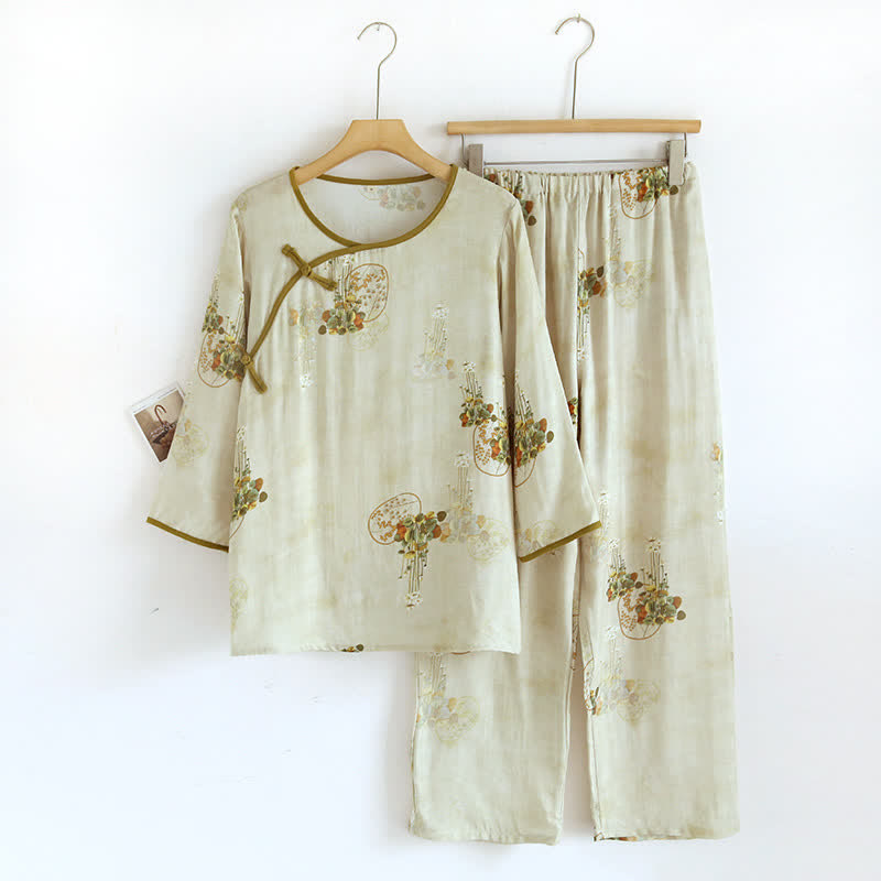 Venice - Retro Floral Bamboo Fiber Pajama Set