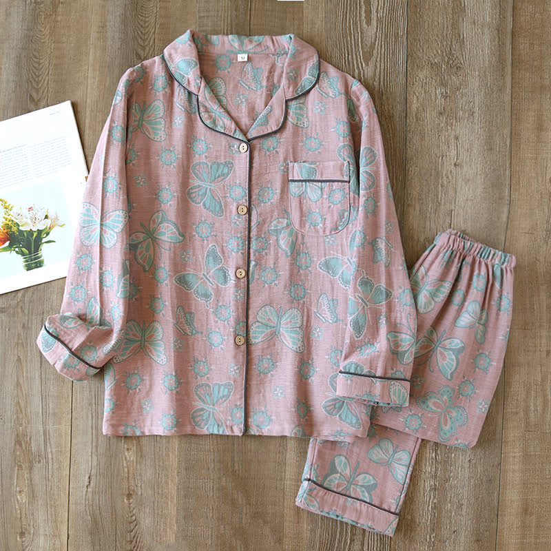 Tahlie - Vintage Butterfly Print Loungewear Set