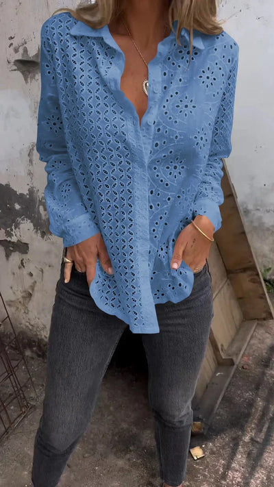 Lyda - Eyelet Lace Button-Up
