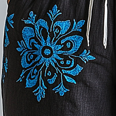 Men's Summer Cowboy Embroidered Light Linen Shorts MTA2890D2P