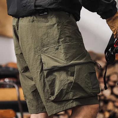 Men's Fashion Solid Multi-pocket Elastic Waist Cargo Shorts MTA1333E3Z