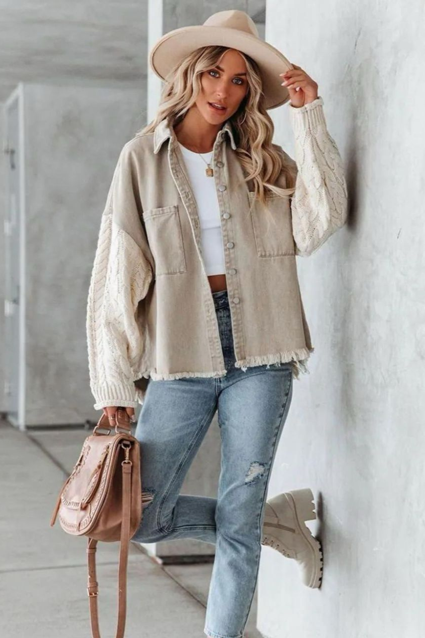 Orlie - Denim Knit Shacket