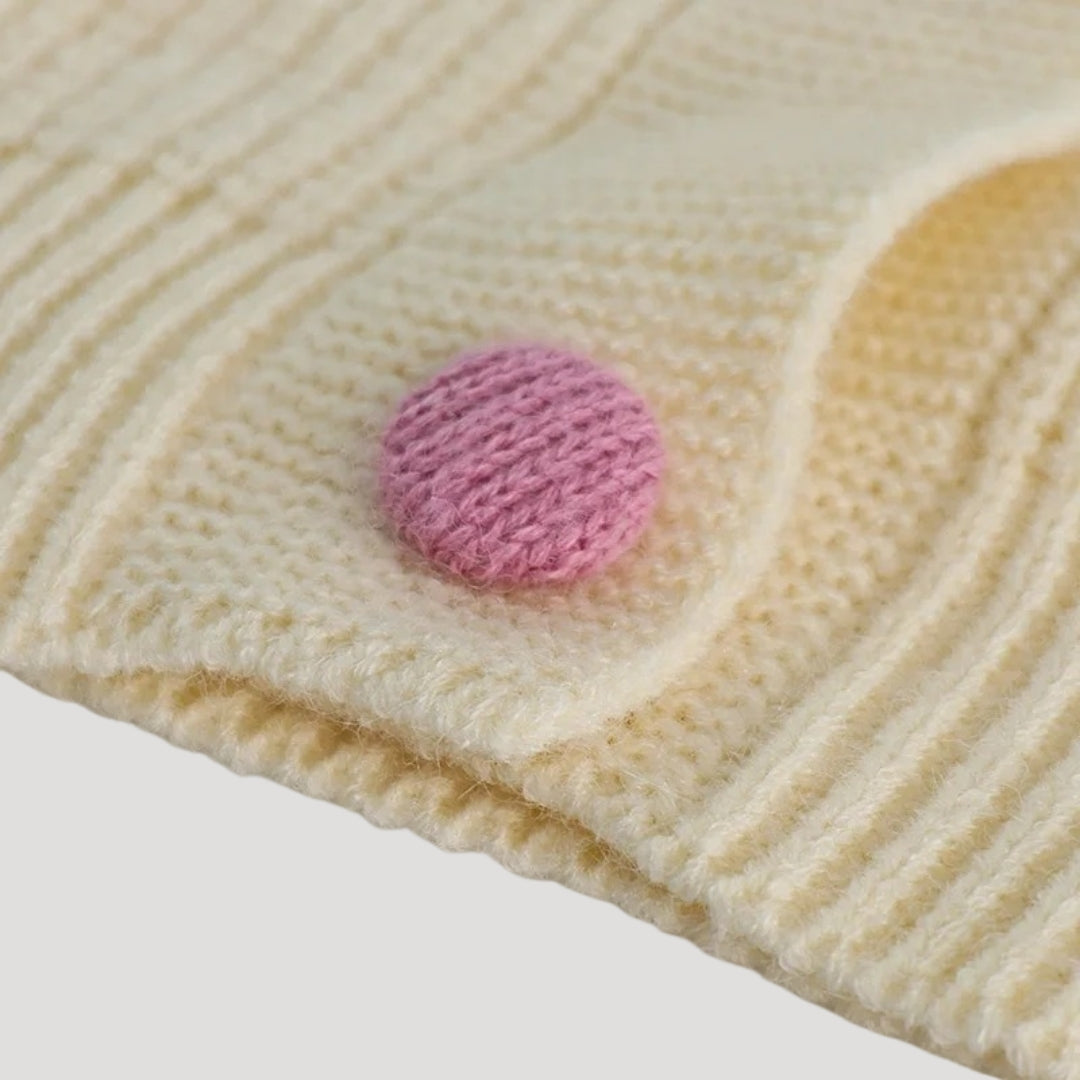 Edith - Chunky knit strawberry button up cardigan