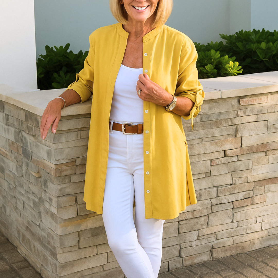 Eliza - Solid Shirt Blouse with Tie Sleeves