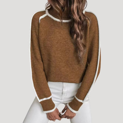 Chelsea - Soft contrast-trim turtleneck sweater