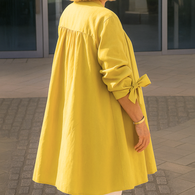 Eliza - Solid Shirt Blouse with Tie Sleeves