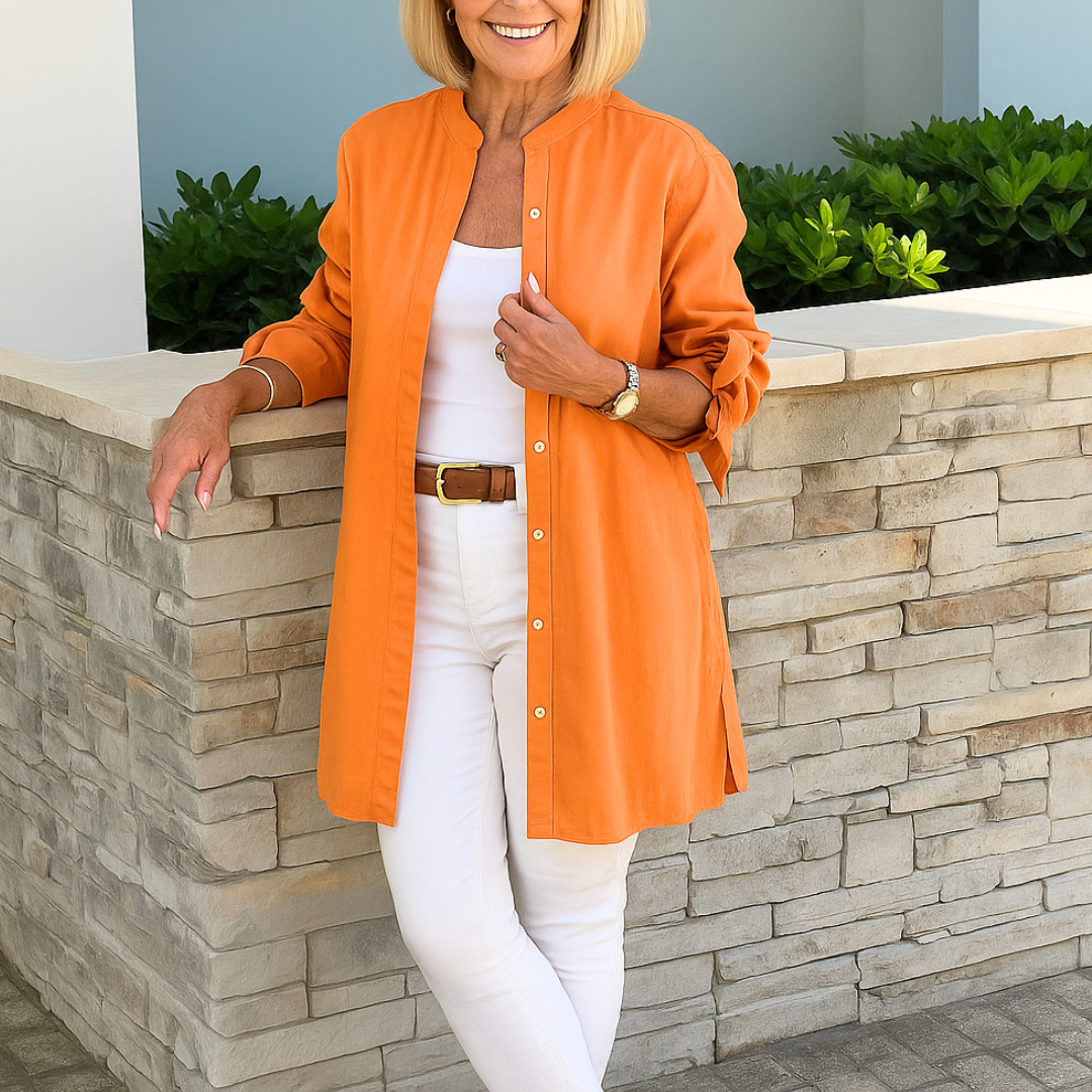Eliza - Solid Shirt Blouse with Tie Sleeves