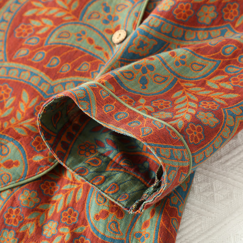 Greta - Vintage Jacquard Round Neck Loungewear Set