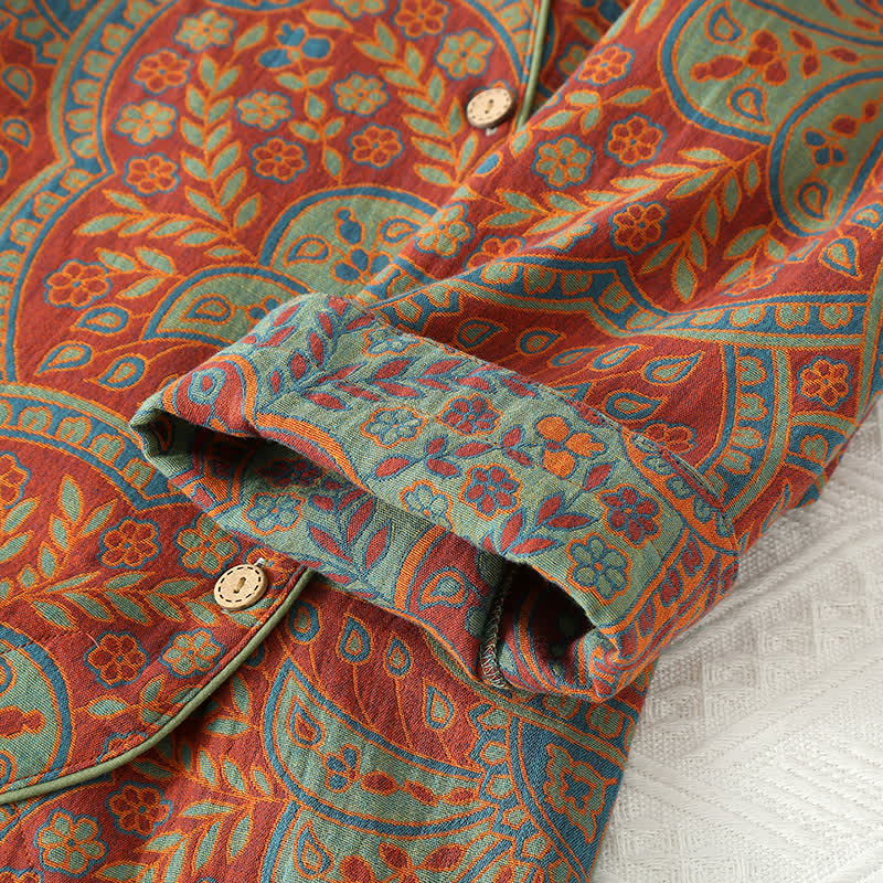 Greta - Vintage Jacquard Round Neck Loungewear Set