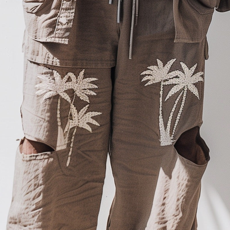 Men's Embroidered Ripped Casual Pants MTA1851C0P