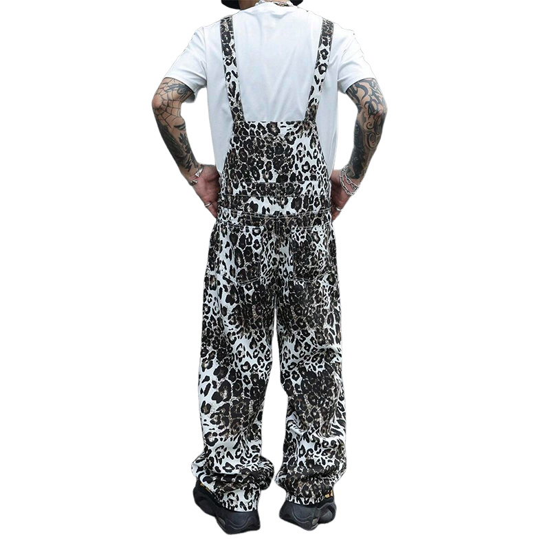 Men's Leopard Print Multi-Pocket Jumpsuit  MTA2876C3X