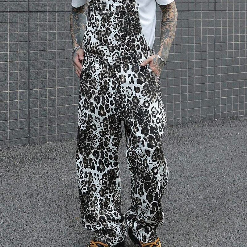 Men's Leopard Print Multi-Pocket Jumpsuit  MTA2876C3X