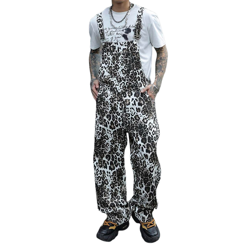 Men's Leopard Print Multi-Pocket Jumpsuit  MTA2876C3X