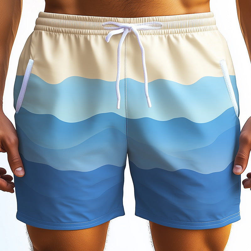 Men's Fashion Wave Striped Casual Sports Shorts MTA0349D7P
