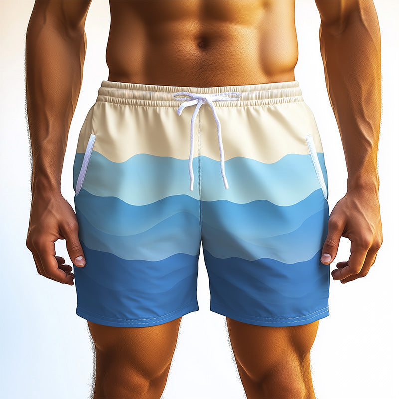 Men's Fashion Wave Striped Casual Sports Shorts MTA0349D7P