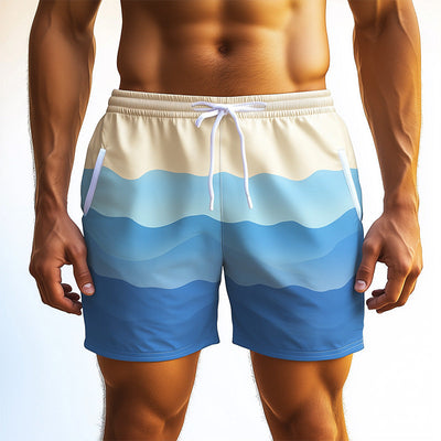 Men's Fashion Wave Striped Casual Sports Shorts MTA0349D7P