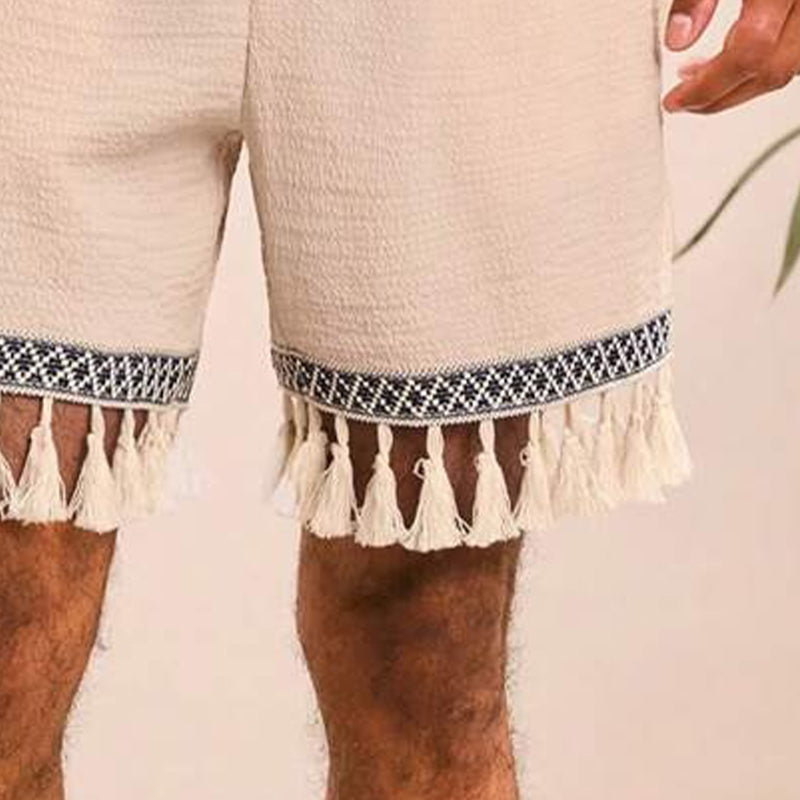 Men's Cotton and Linen Elastic Waist Casual Shorts MTA1050D0X