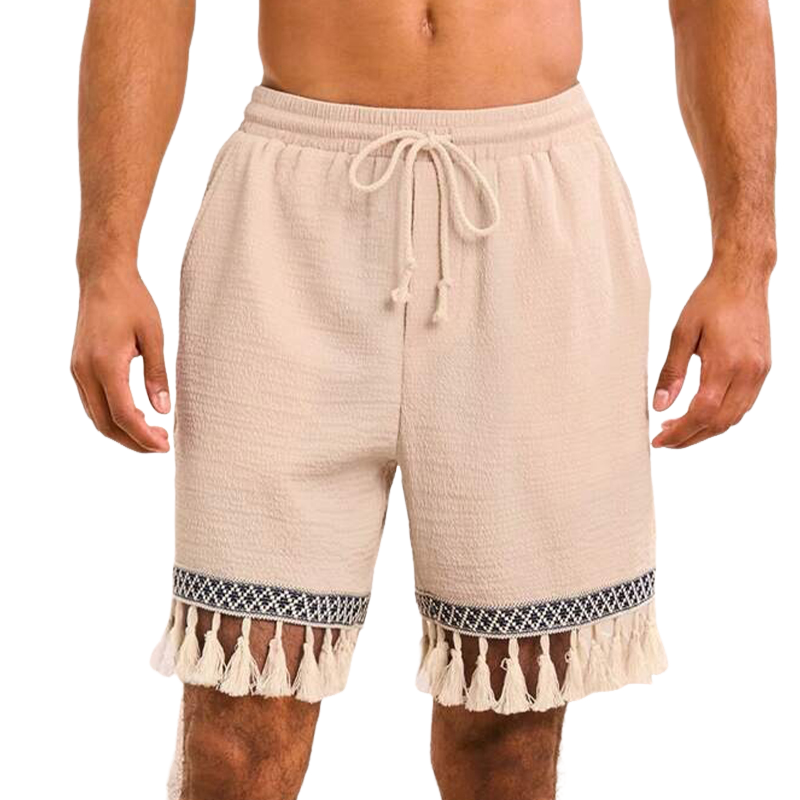 Men's Cotton and Linen Elastic Waist Casual Shorts MTA1050D0X
