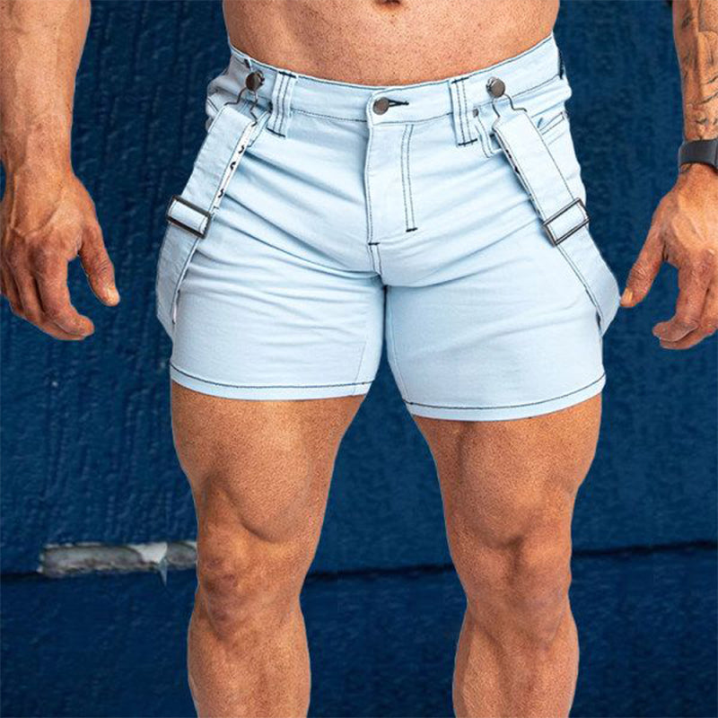Men's Casual Solid Color Bib Shorts MTA1027D2X