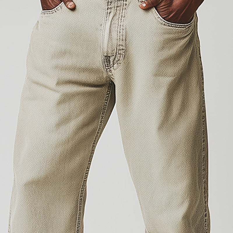 Men's Spring Retro Simple Solid Color Denim Casual Pants MTA1024D4P