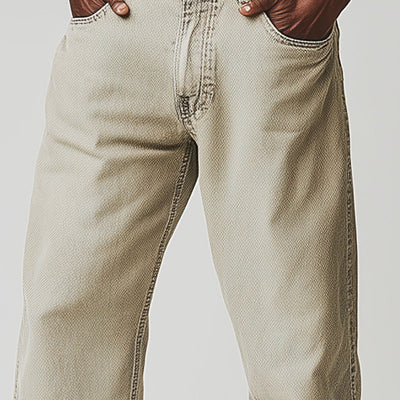 Men's Spring Retro Simple Solid Color Denim Casual Pants MTA1024D4P