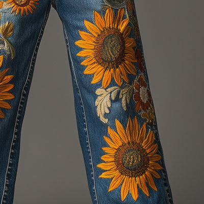 Men's Spring Fashion Vintage Embroidered Denim Casual Pants MTA1175D8P