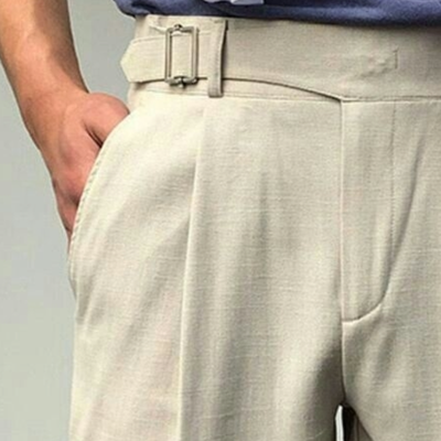 Men's Casual Breathable Cotton Linen Crisp Slim Fit Suit Shorts MTA1119D3M