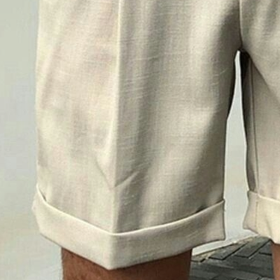 Men's Casual Breathable Cotton Linen Crisp Slim Fit Suit Shorts MTA1119D3M