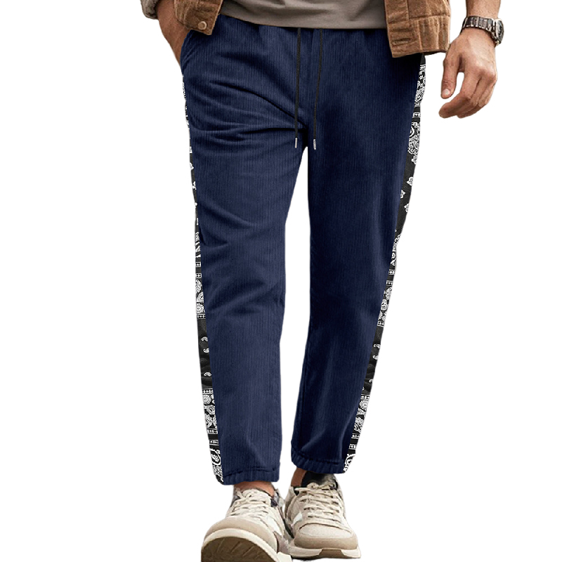 Men's Contrast Corduroy Casual Pants MTA1415D3X