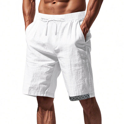 Men's Cotton and Linen Elastic Waist Casual Shorts MTA1426D2X