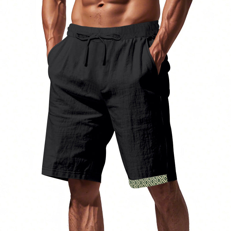 Men's Cotton and Linen Elastic Waist Casual Shorts MTA1426D2X