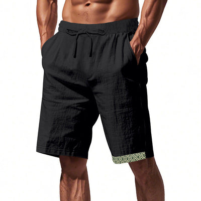 Men's Cotton and Linen Elastic Waist Casual Shorts MTA1426D2X