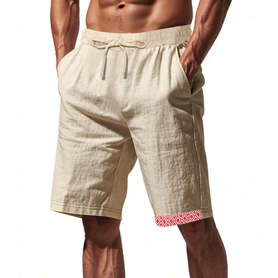Men's Cotton and Linen Elastic Waist Casual Shorts MTA1426D2X