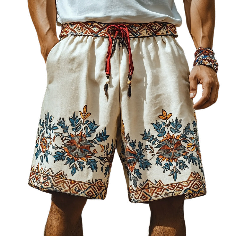 Men's Summer Retro Embroidered Loose Shorts MTA1531D2U
