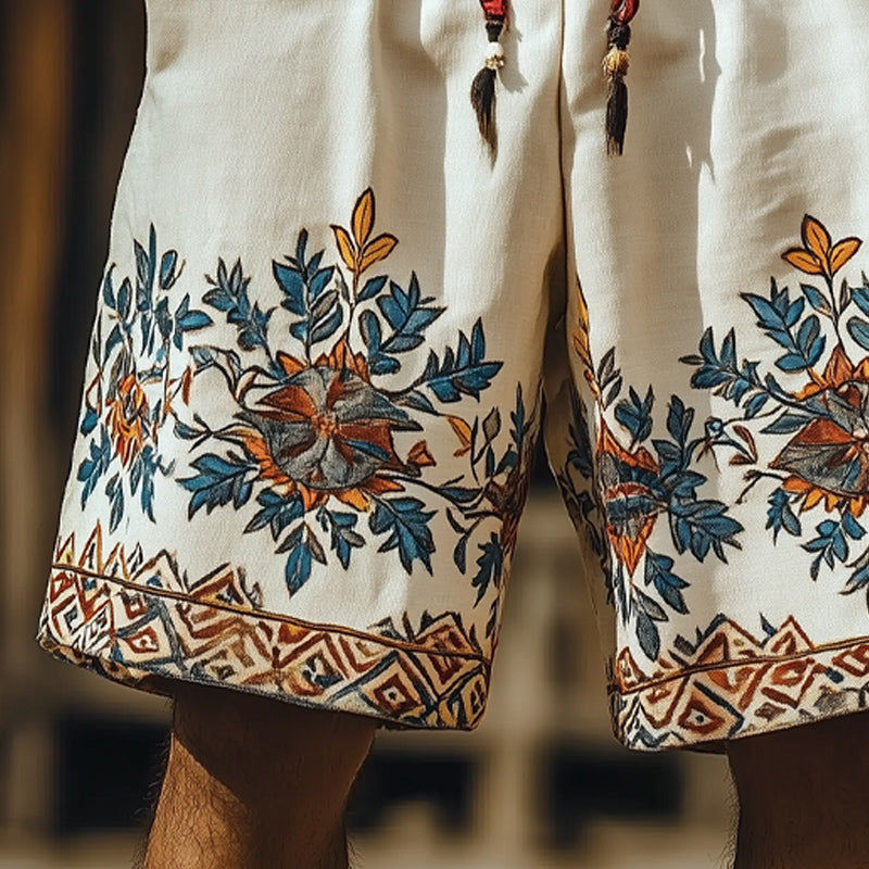 Men's Summer Retro Embroidered Loose Shorts MTA1531D2U