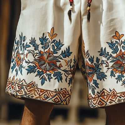 Men's Summer Retro Embroidered Loose Shorts MTA1531D2U