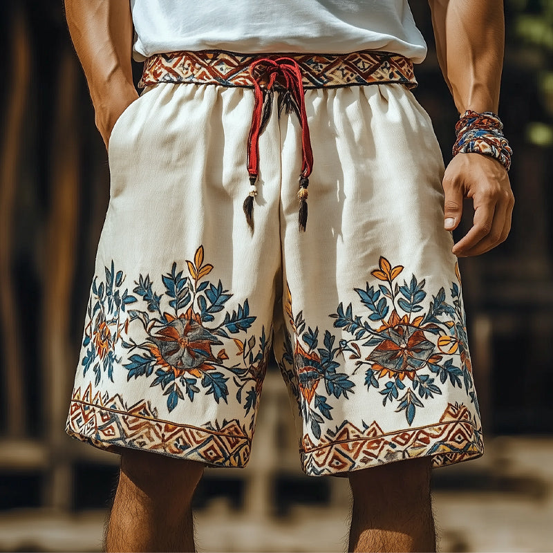 Men's Summer Retro Embroidered Loose Shorts MTA1531D2U