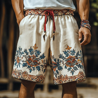 Men's Summer Retro Embroidered Loose Shorts MTA1531D2U