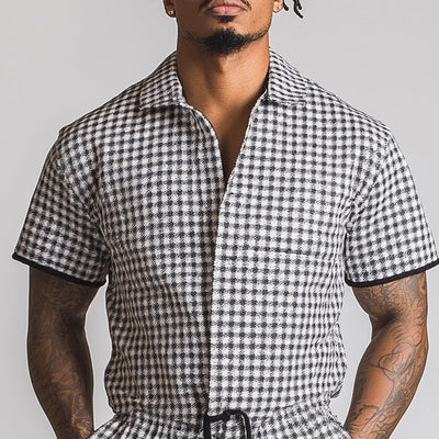 Men's Summer Fashion Exquisite Retro Plaid Jumpsuit MTA1851D0P