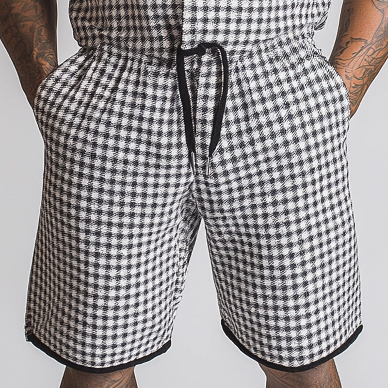 Men's Summer Fashion Exquisite Retro Plaid Jumpsuit MTA1851D0P