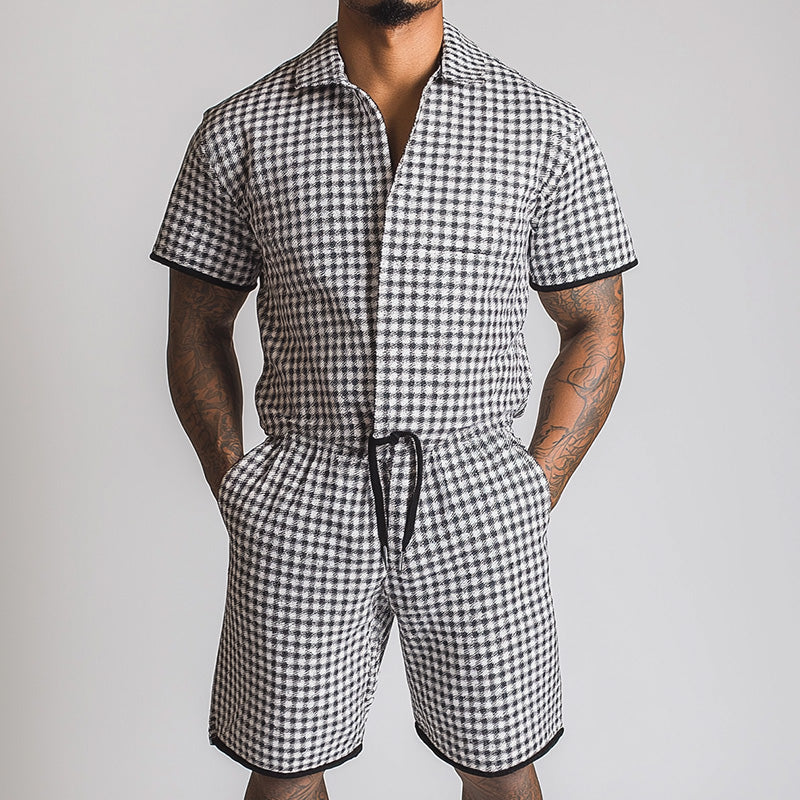 Men's Summer Fashion Exquisite Retro Plaid Jumpsuit MTA1851D0P