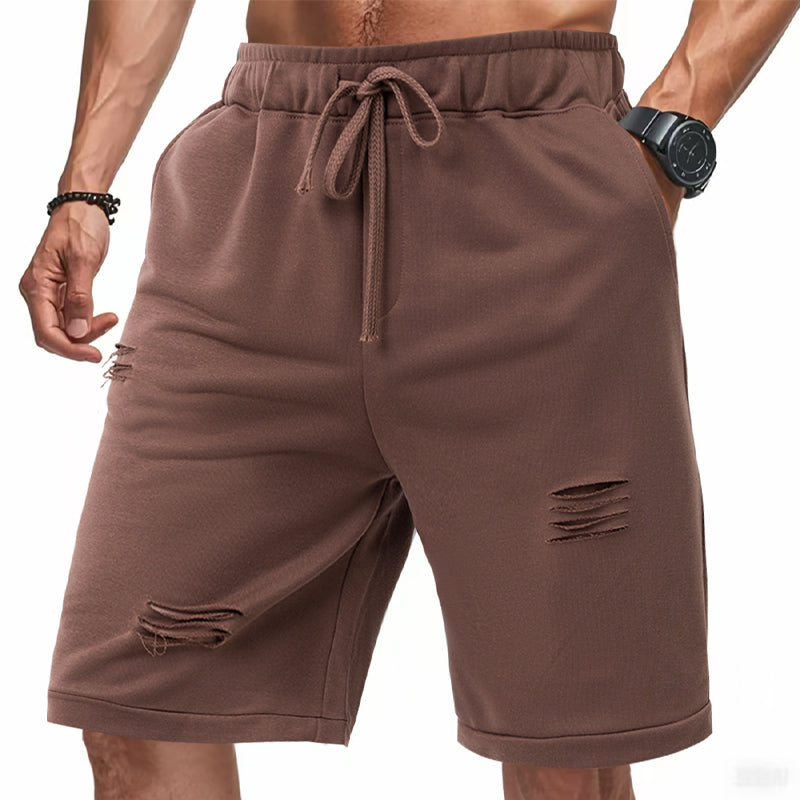 Men's Ripped Casual Solid Color Sports Shorts MTA1736D8X