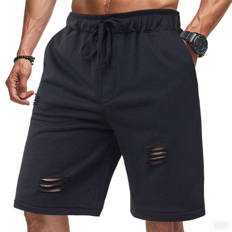 Men's Ripped Casual Solid Color Sports Shorts MTA1736D8X