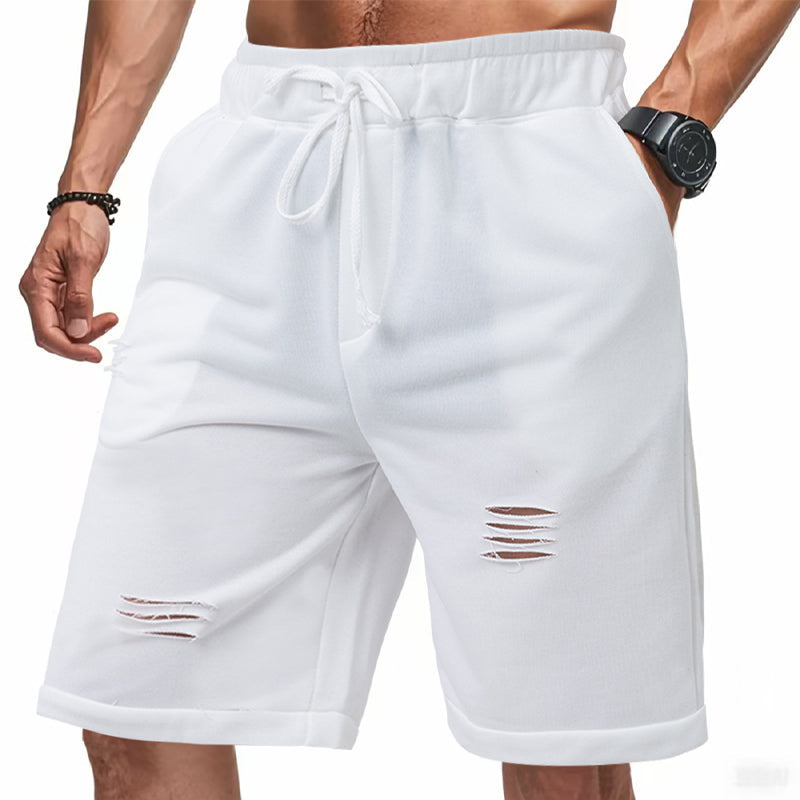 Men's Ripped Casual Solid Color Sports Shorts MTA1736D8X