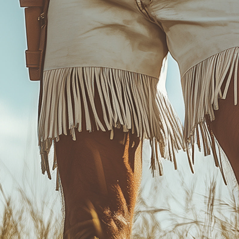 【24-hour shipping out】Men's Summer Western Denim Style Fringe Shorts MTA2250D8U