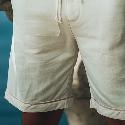 Men's Summer Fashion Vacation Casual Elastic Waist Ramie Shorts MTA2291D9K