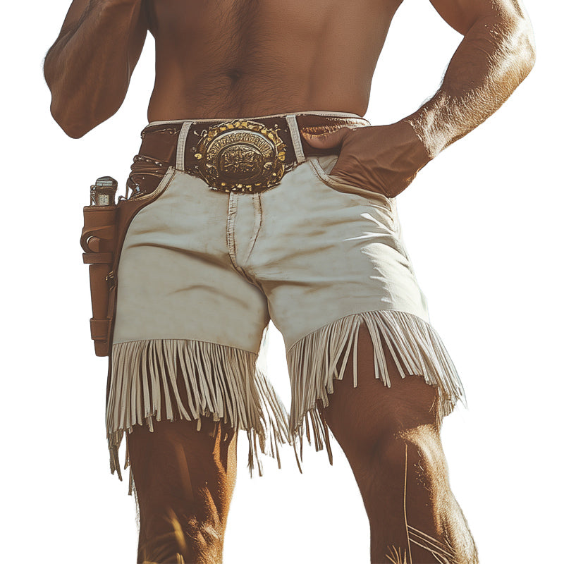 【24-hour shipping out】Men's Summer Western Denim Style Fringe Shorts MTA2250D8U