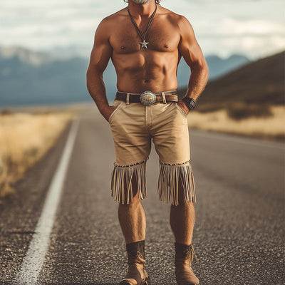 Men's Summer Western Cowboy Style Chain Tassel Shorts MTA2226D5U