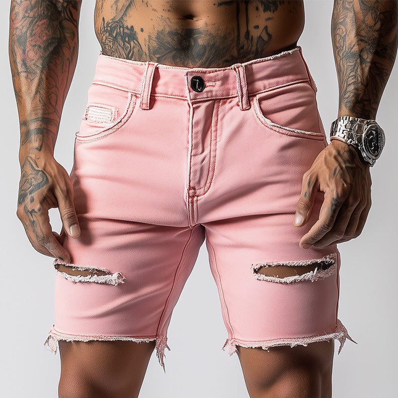 Men's Summer Fashion Slim Ripped Denim Shorts MTA2329D3P